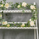 2 Stuks Klimop Slinger met grote rozen kunstbloem -2 meter lang-decoratieve slinger-Bloemenkrans-champagne