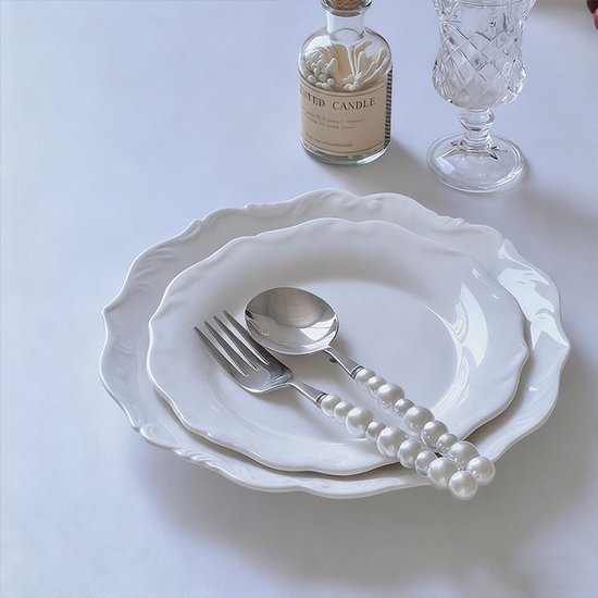Franse reliëf keramische schaal dubbellaags afternoon tea schaal snoep dessert schaal wit