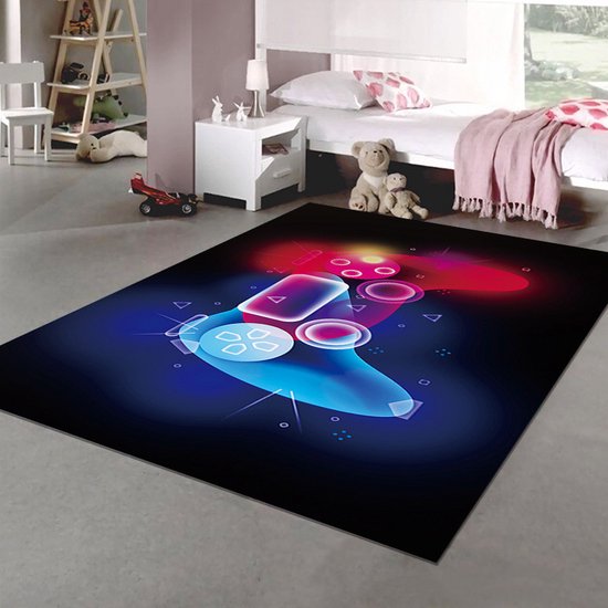 Gamecontroller Tapijt - Stijlvolle Laagpolige Vloerkleed Upgrade voor je Game- en Entertainmentruimte-Voor Extra Comfort en Gaming Plezier120x160CM