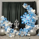 Ballonnenboog-Winterfeest ballonnen- Winterdecoratieset met  Sneeuwvlok en ster folieballonnen-Kerstfeest Oud en nieuwjaar