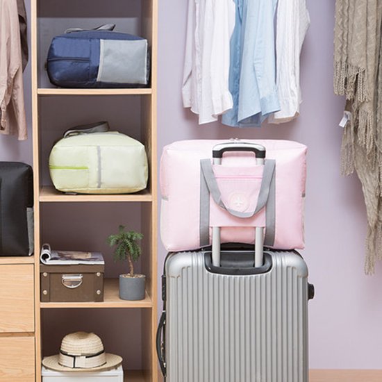2stuks Multifunctionele Opvouwbare Reistas -Waterdicht& Duurzaam- Ideaal voor Handbagage & Weekenduitjes-roze