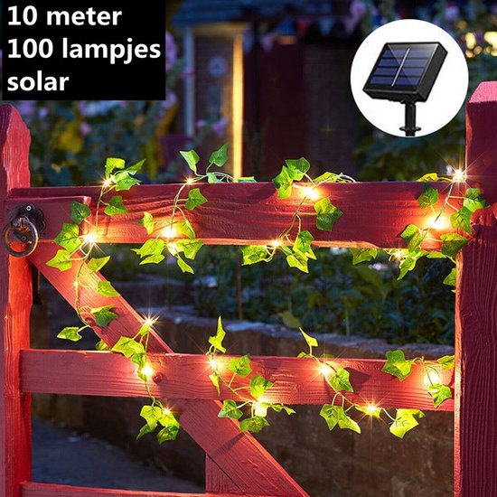 LED-lamp op zonne solar lichtslinger esdoornblad klimop 10 meter 100 lichten