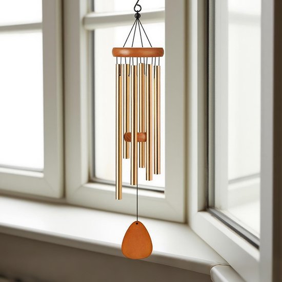 Waterdichte aluminium windgong voor buiten, goudkleurig, 65 cm lang