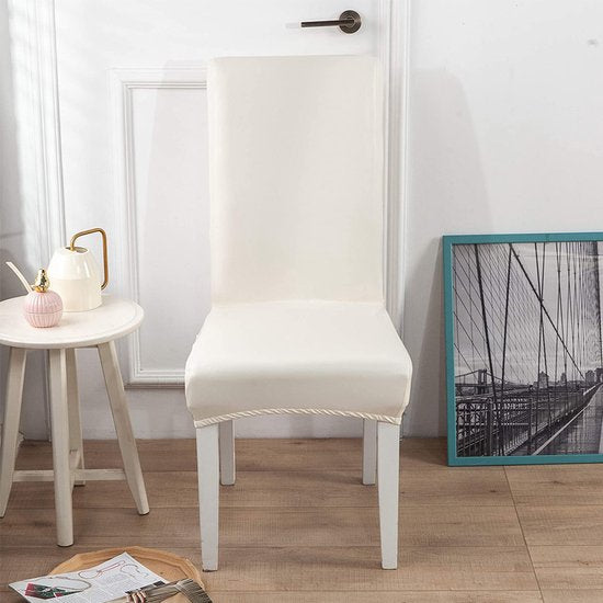 2 Stuks Stoelhoezen Eetkamerstoelen Stretch- imitatie leer-Waterdicht--cream