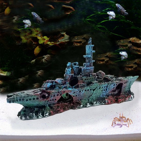 Merkloos Aquarium Decor - Realistisch Slagschip 2 Ornament