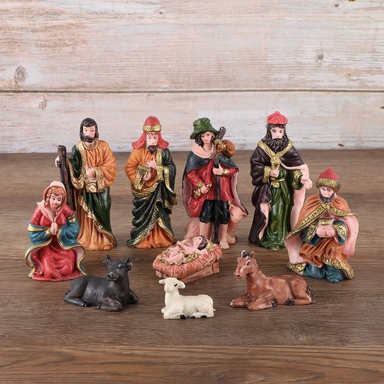 10-delige Kerststalset Hars, Traditioneel met Gedetailleerde
