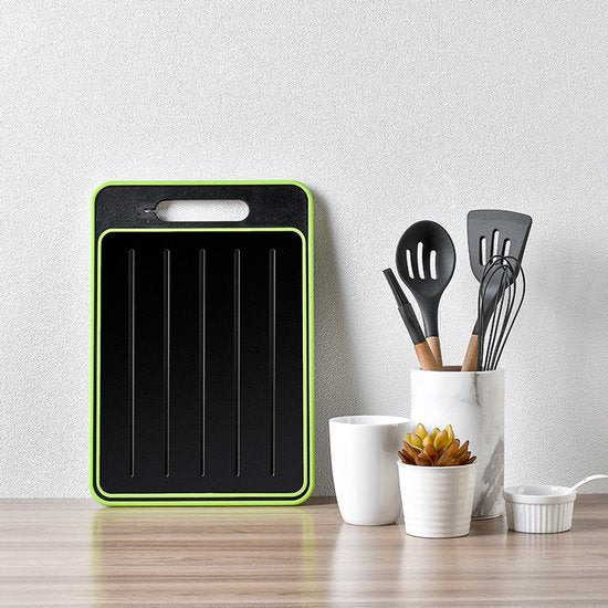 Dubbelzijdige Snijplank – Aluminiumlegering – Groot – Zwart/Groen – 25x36,5 cm – Vaatwasserbestendig