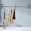 Wandgemonteerde matzwarte metalen kledingstang 180 cm 50 kg