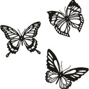 Metalen vlinder wanddecoratie 3-pack zwart 3D binnen/buiten
