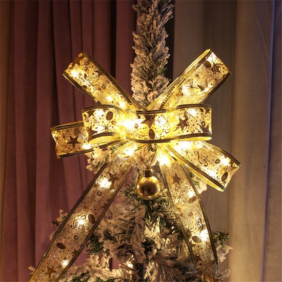 2 Stuks LED Kerstboom Licht Lint- 2m 20 Lichtjes-werkt op Batterij(incl. Batterijen) -kerstdecoratie-warm wit licht-goud