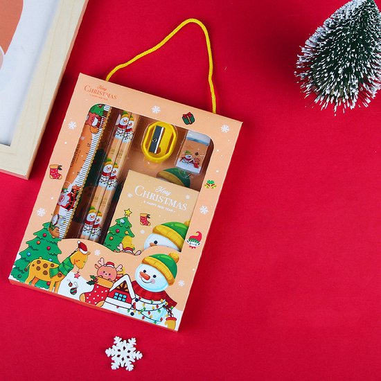 3 stuks Kerstcadeauset voor Kinderen - Feestelijke Schrijfwaren Giftbox met Kerstdesign