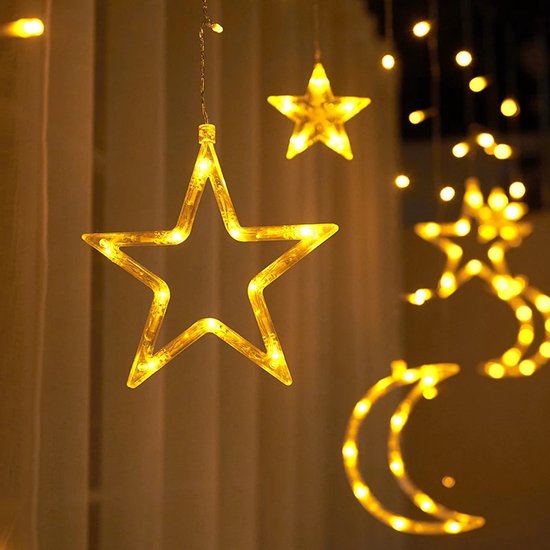 Sterrenhemel - Lichtketting met maan en sterren versiering - Warm licht - 1.5M snoer - 220V