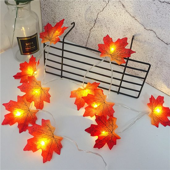 Merkloos LED Esdoornblad Lichtslinger 3m 20 stk Oranje-Rood