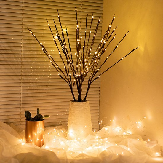 Elegante LED-boomtaklamp op Batterij - Sfeervolle Interieurverlichting - 70cm hoog - Warm Wit Licht