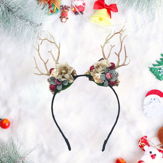 Prachtige Handgemaakte kerst Haarband met Bloemen- en Bessenboomtakken - Perfect voor Feestelijke Gelegenheden