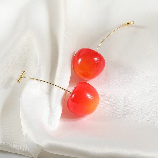 Betoverende Warme rode kersen Oorhangers - Vrouwen Oorbellen - Lichtgewicht & Comfortabel