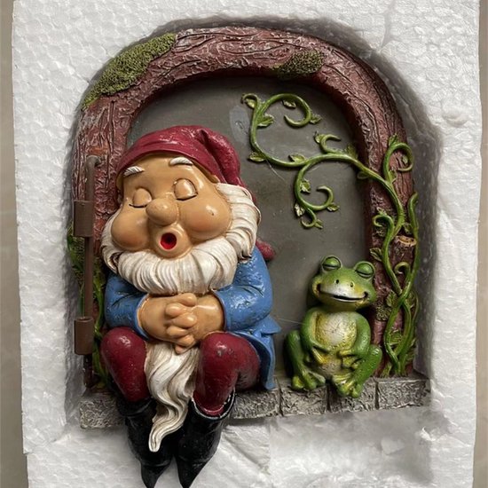 Charmante Slapende tuinkabouter met kikker voor in de tuin -