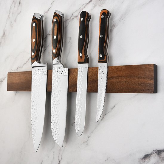 Luxe Magnetische Messenstrip van Acaciahout - Elegantie & Functionaliteit voor elke Keuken 40.7*2*5.3 CM