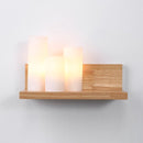 wandplank met verlichting - Wandlamp In vorm van 3 grote stompkaarsen - LED verlichting - Hout met glazen verlichting - Kaarsen aan linkerzijde