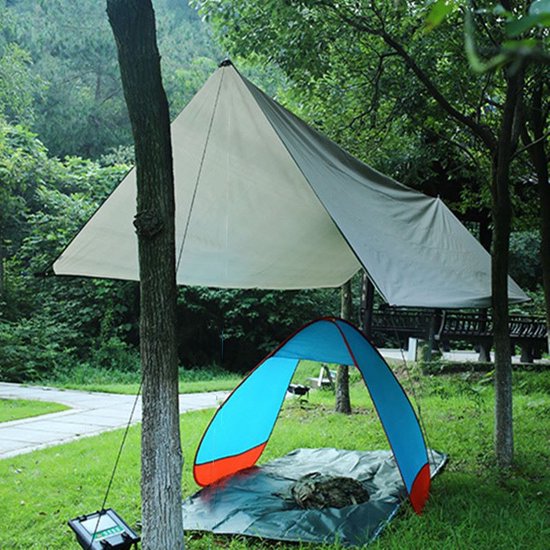 Outdoor Draagbaar Zonnescherm Met Opbergtas - Waterdicht - Tarps voor Kamperen 300 *300cm - 3-4 Personen -Leger groen