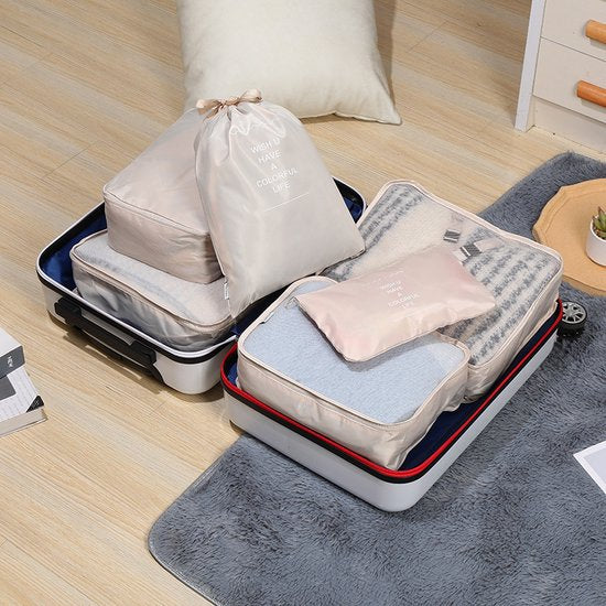 9 delige reisopbergtassenset-Packing Cubes-Bagage organizers- Duurzaamheid en Stijlvol Reizen-ivoorwit