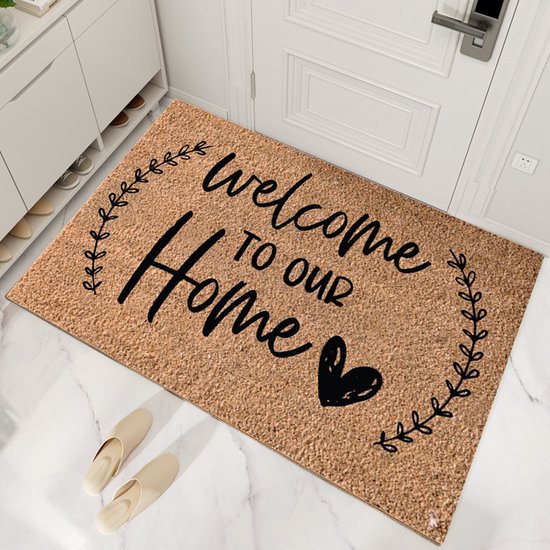 Luxe Welkom Deurmat – "Welcome to Our Home" – Slijtvaste Antislip Schoonloopmat – Duurzaam en Stijlvol Polyester Ontwerp-48x81 cm