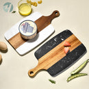 Luxe Marmer en Houten Snijplank - Stijlvol en Duurzaam met Handvat- 34,9 x 18,5 x 1,2 cm - zwart