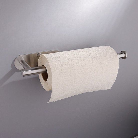 Ronde keukenpapierhouder van roestvrij staal met flexibele installatiemodi-zilver