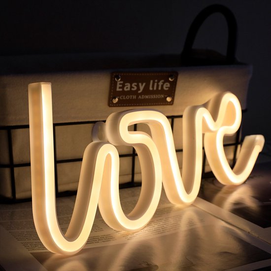 decoratieve LED-neonverlichting in de vorm van het woord "love"- USB of met batterijen aansluiting -warm wit licht