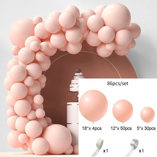 Unikorf 86-delige Macaron Ballonnenboog, Licht Perzik