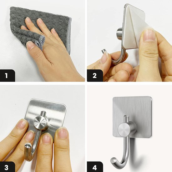 Unikorf 4x Zelfklevende Wandhaakjes Zilver