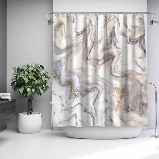 Waterdicht douchegordijn marmerpatroon 180x200cm lichtgrijs