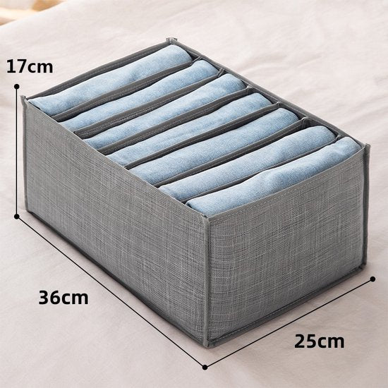 TDR-opvouwbare opbergdoos met 7 vakken-lade-organizer voor jeans,truien,overhemden en broeken-kledingbox- Donkergrijs 36*25*17CM