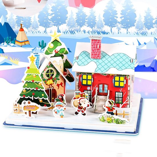 3D Kersthuis Puzzel – Winterse Magie en Educatief Speelplezier -voor Jong en Oud