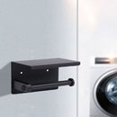 TDR-Toiletrol houder Met Plankje - RVS-Badkamer accessoires-zwart