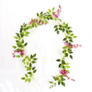 2stuks Gesimuleerde wisteria rank- kunstplanten slinger-Decoratieve plant voor diverse toepassingen-180cm- paars rood