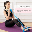 TDR - multifunctioneel weerstandstesiontouw, buiktrainer beentrainer Fitness trekkoord met voetpedaal-blauw