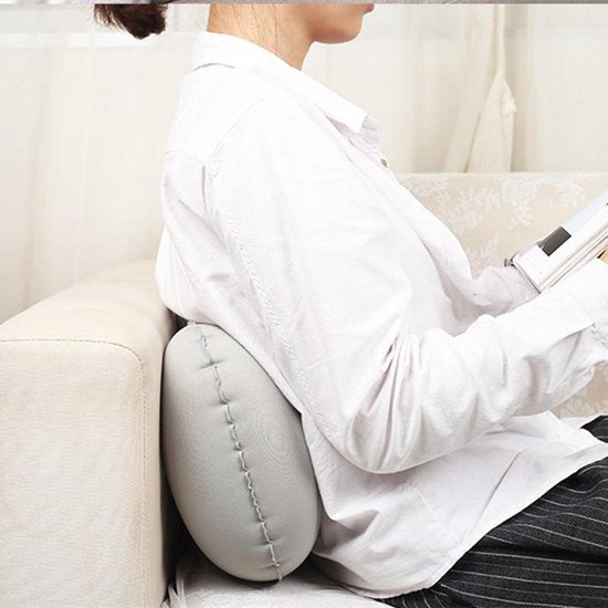 TDR U-vormig Nekkussen - Zelfopblaasbaar Reiskussen - Grijs