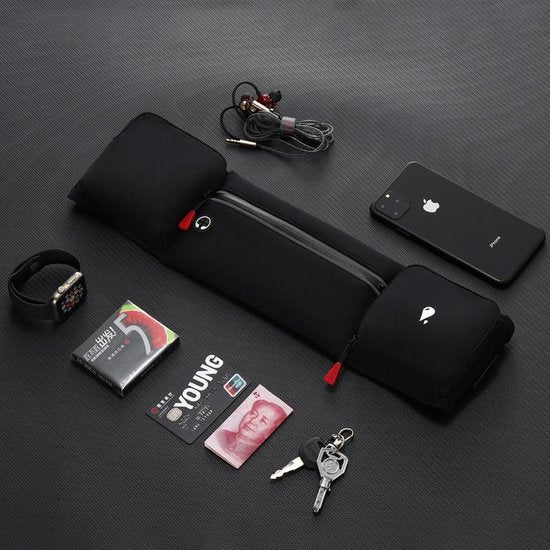 Heuptasje sport - verstelbare running belt - zwart