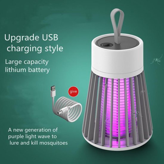 Xtraworks - Electrische muggenlamp - UV Lamp - geen fel licht - nog effectiever vanwege ingebouwde ventilator - vrijwel geruisloos - Met Kabel - Grijs
