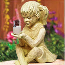 Creatieve hars tuinbeeld-Jongen en meisje standbeeld-decoratief tuinfiguur met glow in the dark poeder