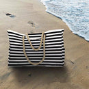 Waterbestendige strandtas zwart-wit 55x38x15cm met zakken