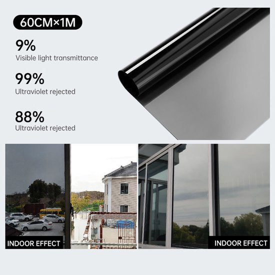 Spiegelfolie 60x100 cm – Zonwerend, Privacy, Zelfklevend