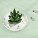 Set van 2 Keramische Cactus Ringhouders Groen/Wit