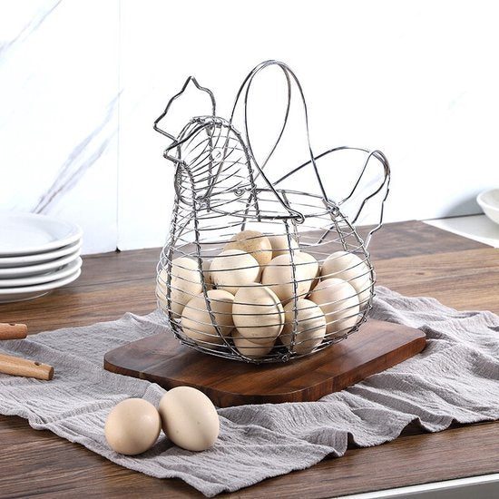 Luxe Kippen-Eiermand - Stijlvol en Ruimtebesparend - Hoogwaardig IJzer - Zilver - 32x26cm