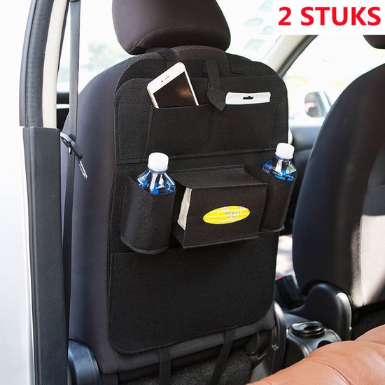 2 STUKS Auto Achterbank Opbergtas -Organisator -Multi-Pocket Reizen Opbergtas voor fles , tablets, Telefoon enTissue -zwart