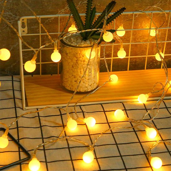 Xtraworks -Lichtsnoer-Led Lampjes Slinger-20 LED bolletjes- tuindecoratie- werkt Op Batterijen-3 meter (warm wit)
