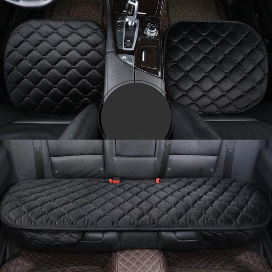 3delige Autostoelhoes- Beschermende Auto Accessoires - Zacht en Knus - Antislip Onderkant - Hoogwaardig Materiaal-zwart
