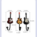 Gitaar Kapstokhaken Set – 3-pack – Metaal – Zwart – Decoratieve Wandhaken Muziek – Kapstokhaak Gitaarvorm