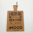 Kurken Pannenlap/Snijplank – ‘A Recipe Has No Soul’ | Decoratief & Multifunctioneel - 25,5 x 14 x 0,9 cm